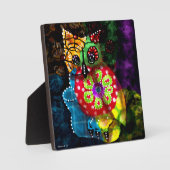 テーブルトッププラークお洒落抽象芸術フクロウフォークアート フォトプラーク (正面)