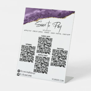 *~*テーブルトップ4 QR支払いテーブルテントアメジスト 台座サイン