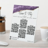 *~*テーブルトップ4 QR支払いテーブルテントアメジスト 台座サイン (インサイチュ)