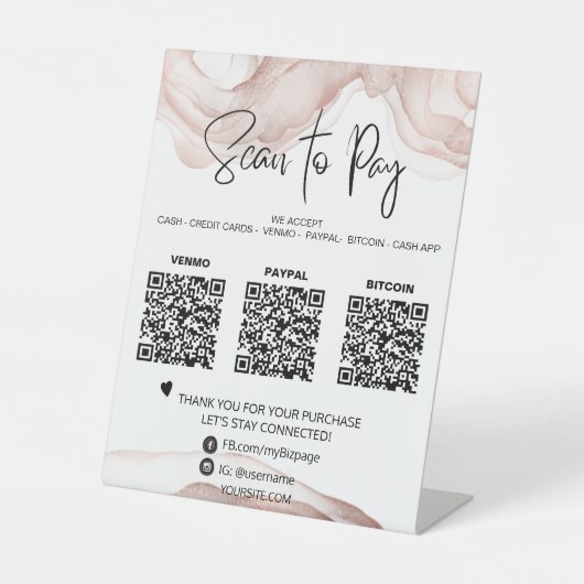 *~*テーブルトップQR支払いテーブルテント 台座サイン (正面)