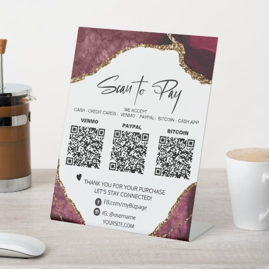 *～*テーブルトップQR 3支払いテーブルテントゲートグリッター 台座サイン (インサイチュ)