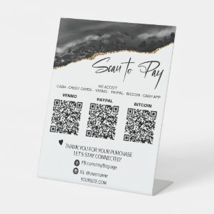 *～*テーブルトップQR 3支払いテーブルテントゲート金ゴールド 台座サイン