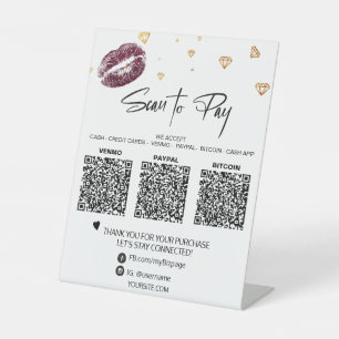 *~*テーブルトップQR 3支払いテーブルテントダイヤモンドリップ 台座サイン