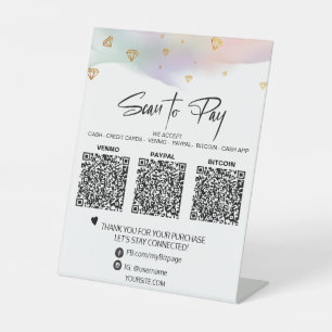 *~*テーブルトップQR 3支払いテーブルテントダイヤモンド 台座サイン