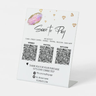 *~*テーブルトップQR 3支払いテーブルテントリップひし形 台座サイン