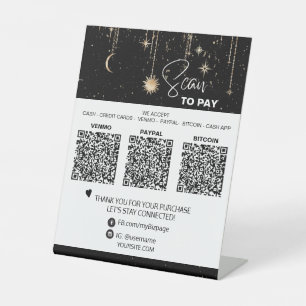 *~*テーブルトップQR 3支払いテーブル天文宇宙月 台座サイン