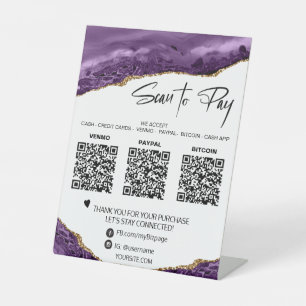 *～*テーブルトップQR 3支払表テントゲート金ゴールド 台座サイン