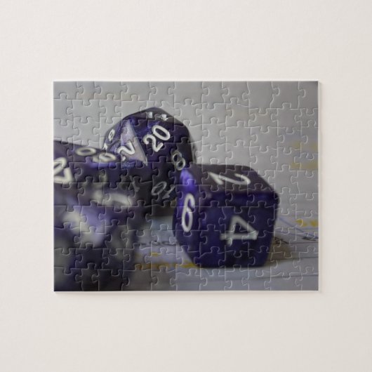 テーブルトップRPG | PNPファンタジーロールプレーヤーの青いサイコロ ジグソーパズル (横)