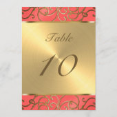 テーブルナンバエレガントルと金ゴールドのフィリーグリー 招待状 (裏面)