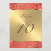 テーブルナンバエレガントルと金ゴールドのフィリーグリー 招待状 (正面)