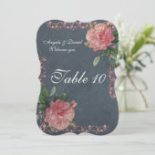 テーブルナンバーカードのヴィンテージバラ 招待状 (スタンド正面)