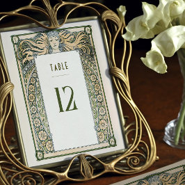 テーブルナンバーカードアールヌーボーミュシャヴィンテージデコ ポスター