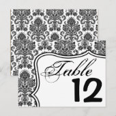 テーブルナンバーカード白黒ダマスクレースプリントPa ポストカード (正面/裏面)