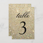 テーブルナンバーカード - ゴールドグリッター ファブ 招待状 (正面/裏面)