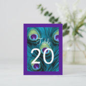 テーブルナンバーパープルティール（緑がかった色）孔雀 ポストカード (スタンド正面)