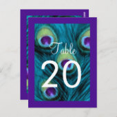 テーブルナンバーパープルティール（緑がかった色）孔雀 ポストカード (正面/裏面)