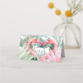 テーブルナンバーピンクフラミンゴ熱帯花 プレイスカード (裏面)