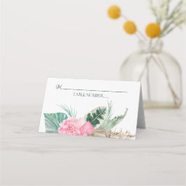 テーブルナンバーピンクフラミンゴ熱帯花 プレイスカード