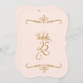 テーブルナンバー25, ファンシーな筆記体レタリングのレセプション 招待状 (正面/裏面)