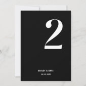 テーブルナンバー2 ボールド ブラック ウェディングテーブルナンバー 招待状 (正面)