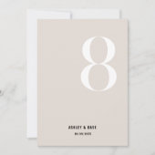 テーブルナンバー8 ボールドベージュ ウェディングテーブルナンバー 招待状 (正面)