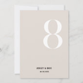 テーブルナンバー8 ボールドベージュ ウェディングテーブルナンバー 招待状 (裏面)
