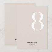 テーブルナンバー8 ボールドベージュ ウェディングテーブルナンバー 招待状 (正面/裏面)