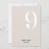 テーブルナンバー9 太字 ベージュ 結婚式 テーブルナンバー (裏面)