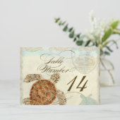 テーブルナンバー アカウミガメ 海岸 ウェディング アート (スタンド正面)