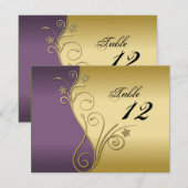 テーブルナンバー ウェディングカード - クラシック パープル＆ゴールド (正面/裏面)