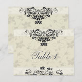 テーブルナンバー ウェディングカード - モノクロ フラワー (正面/裏面)