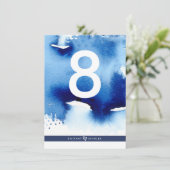 テーブルナンバー ウェディング おしゃれ ダークブルー 水彩 (スタンド正面)