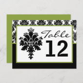 テーブルナンバー カード ブラック グリーン ダマスク ラーズ プリント (正面/裏面)