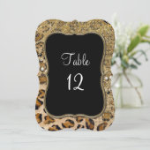 テーブルナンバー ナチュラルゴールド グリッター レオパードパターン (スタンド正面)