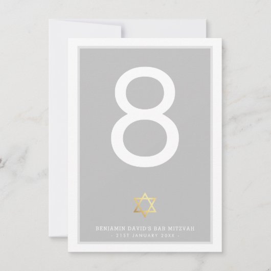 テーブルナンバー バー ミツバ イスラエルの星 灰色 (正面)