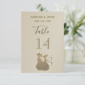 テーブルナンバー 猫 カップル ゴールド エレガント ウェディング (スタンド正面)