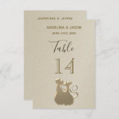 テーブルナンバー 猫 カップル ゴールド エレガント ウェディング (正面/裏面)