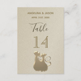 テーブルナンバー 猫 カップル ゴールド エレガント ウェディング