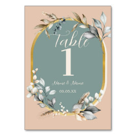テーブルナンバ結婚スのロマンチックな中和ティール（緑がかった色） テーブルナンバー