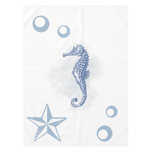 テーブルパーソナライズされたクロスシーホース海ビーチ水 テーブルクロス (正面)