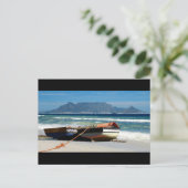 テーブルマウンテンと魚釣りボートの葉書 ポストカード (スタンド正面)