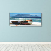 テーブルマウンテンケープタウン風光明媚なビーチ キャンバスプリント (インサイチュ (ウッドフロア))