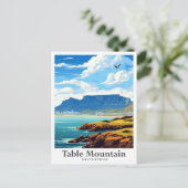 テーブルマウンテンサウスアフリカトラベルイラストレーション ポストカード (スタンド正面)