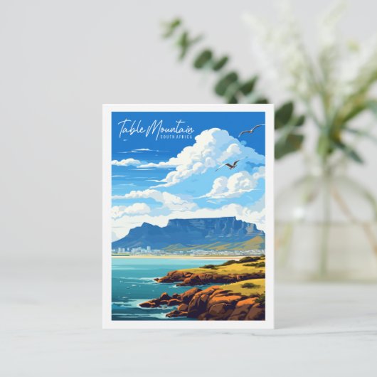 テーブルマウンテン南アフリカのヴィンテージ旅行場所 ポストカード (スタンド正面)