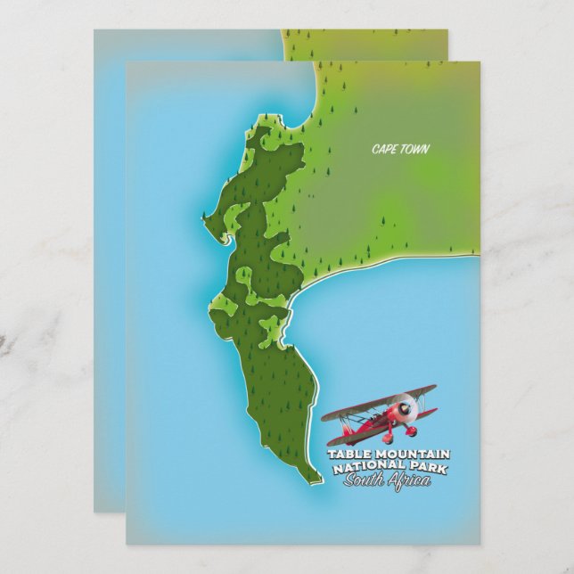 テーブルマウンテン国立公園南アフリカの地図 (正面/裏面)