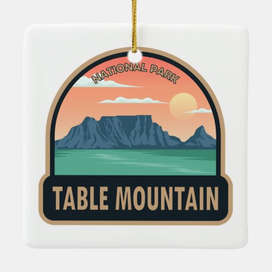 テーブルマウンテン国立公園南アフリカヴィンテージ セラミックオーナメント (裏面)