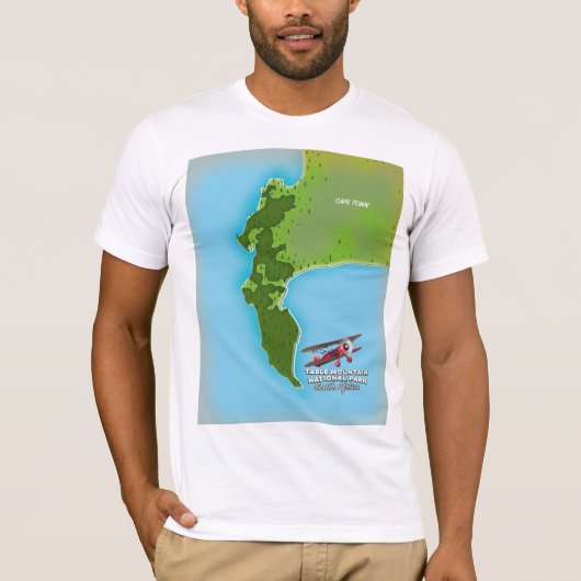 テーブルマウンテン国立公園 南アフリカ地図 Tシャツ (正面)