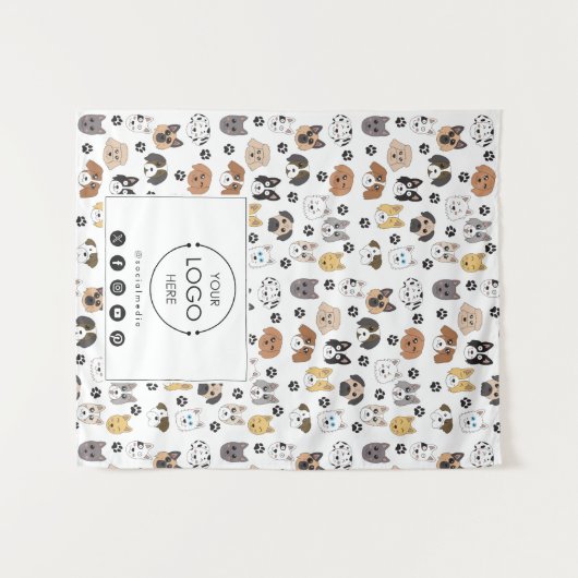 テーブルランナーバナービジネスロゴソーシャルメディア犬 タペストリー (正面(横))