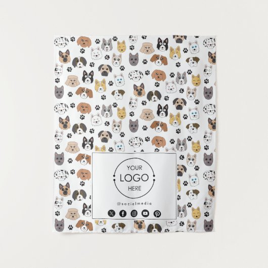 テーブルランナーバナービジネスロゴソーシャルメディア犬 タペストリー (正面)