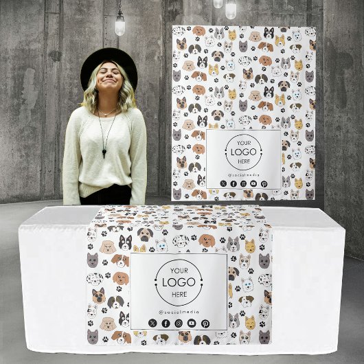 テーブルランナーバナービジネスロゴソーシャルメディア犬 タペストリー